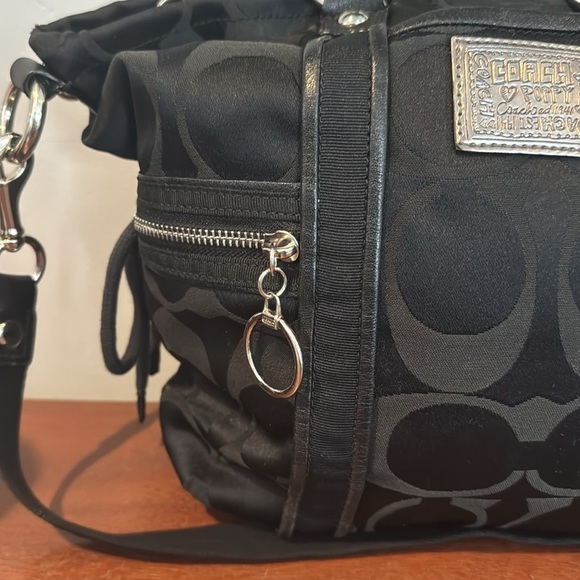 Coach, Poppy Daisy, black signature tote, red lining large - Picture 5 of 16